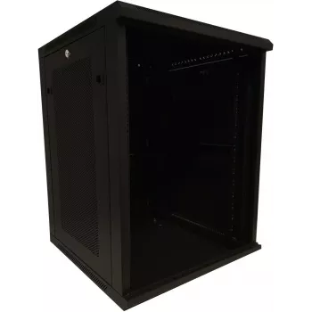 DSIT 15U 19 inch sienas stiprinājuma serveru skapis ar stikla durvīm un perforētām sānu malām 600x600x770 mm