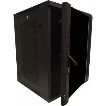 DSIT 15U 19 inch sienas stiprinājuma serveru skapis ar stikla durvīm un perforētām sānu malām 600x600x770 mm
