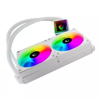 Rampage INFINITE V240 White 240mm ARGB AIO šķidruma CPU dzesētājs ar temperatūras displeju