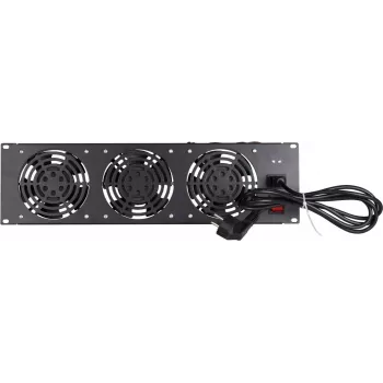 DSIT DS-FAN3FRONT 3U skapja ventilācijas bloks ar 3 ventilatoriem 19 collu statīviem, melns