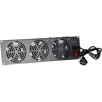 DSIT DS-FAN3FRONT 3U skapja ventilācijas bloks ar 3 ventilatoriem 19 collu statīviem, melns