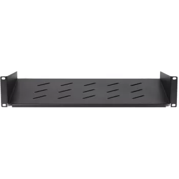 DSIT DS-FH2U300 2U fiksēts plaukts 450 mm dziļiem sienas skapjiem, 300 mm dziļums, melns