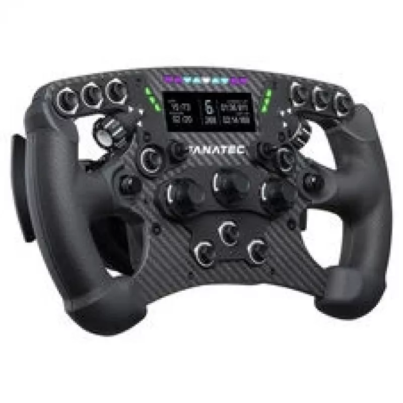 Fanatec ClubSport Formula V3 stūre, 290mm, 2.7 inch OLED displejs, RGB RevLED, magnētiskās pārslēgšanas sviras, oglekļa šķiedra, Alcantara, melna
