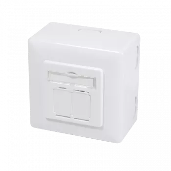 DSIT virsmas montāžas Cat.6/Class E ekranēta divu RJ45 ligzda, balta (DC-Wall-Out-STP6-W)