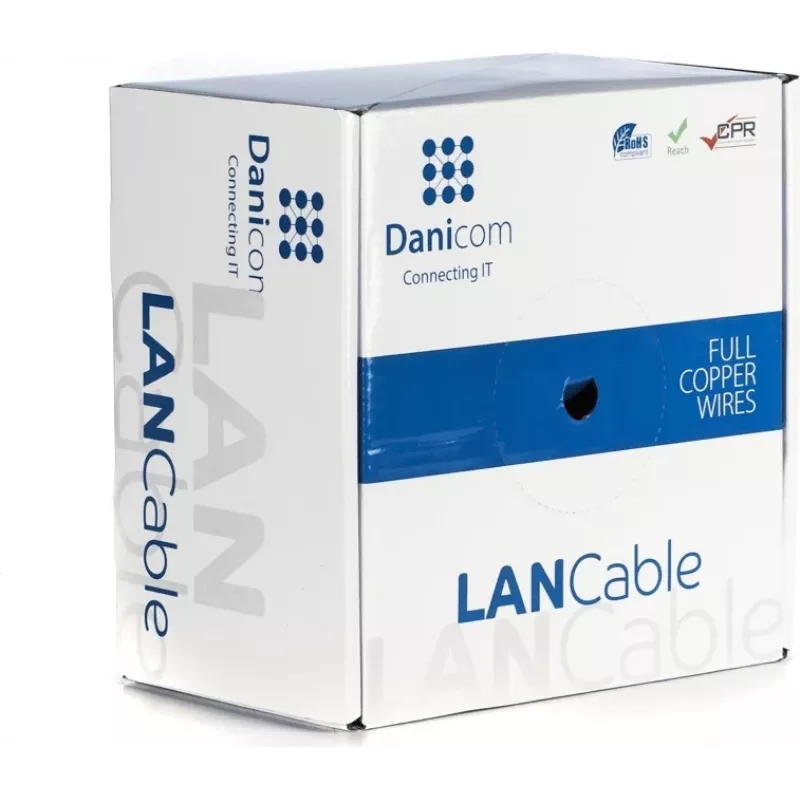 DSIT DANICOM DC-UTP6A-100S-DCA CAT6A U/UTP cietvada kabelis, 100 m, LSZH (Dca)