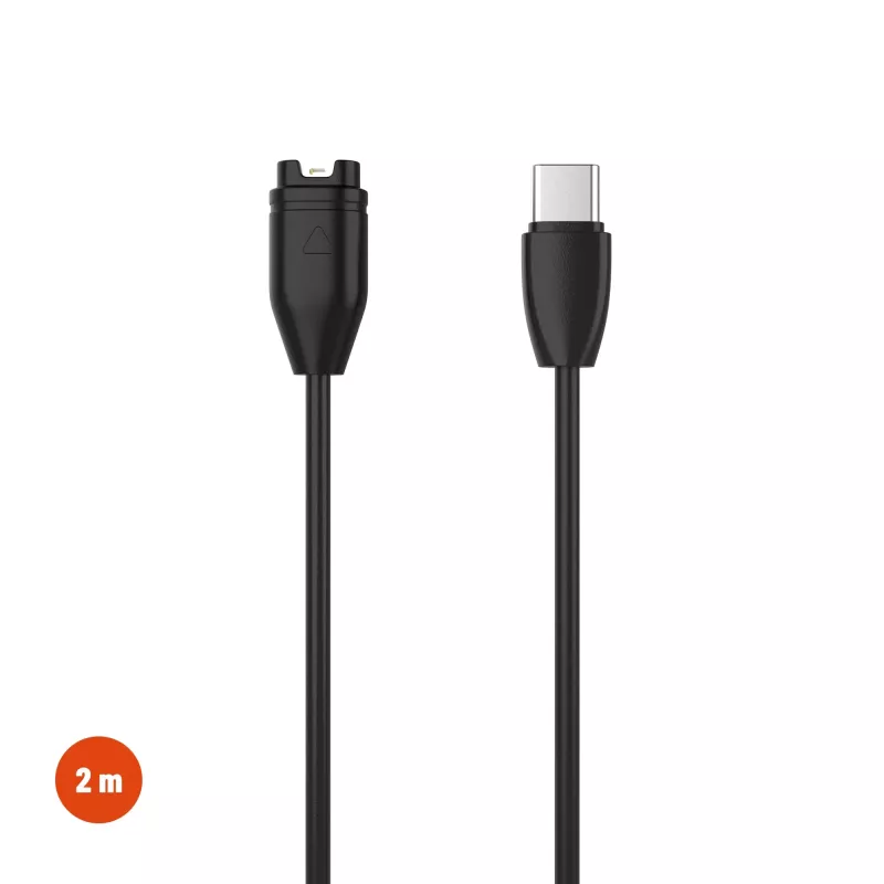 FIXED USB-C uz Garmin lādēšanas kabelis 2m Melns - Forerunner Fenix Venu Vivoactive Instinct