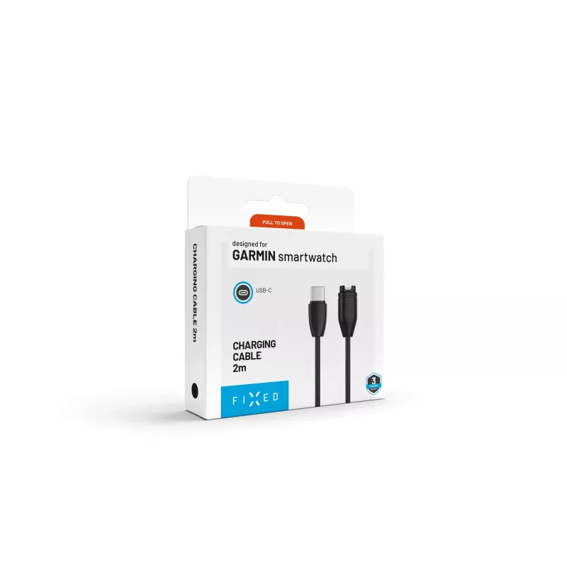 FIXED USB-C uz Garmin lādēšanas kabelis 2m Melns - Forerunner Fenix Venu Vivoactive Instinct