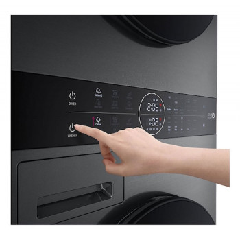 LG ELECTRONICS WashTower WT1210BBF (WiFi) 12kg/10kg veļas mazgājamās un žāvējamās mašīnas kombinācija ar AI DD™, Steam+ un ezDispense™ - Black Steel