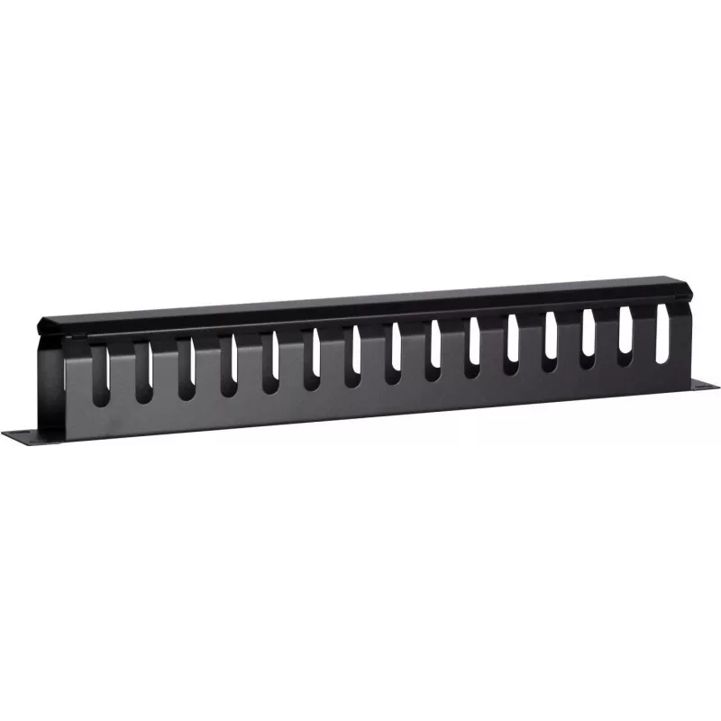 DSIT DS-1902 19 inch slēptā kabeļu pārvaldības josla ar bīdāmu vāku, 1U, melna