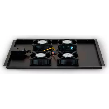 DSIT DS-FT80 4 ventilatoru servera statīva dzesēšanas bloks ar termostatu 800 mm dziļiem skapjiem, 1U, 230V, melns