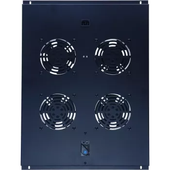 DSIT DS-FT80 4 ventilatoru servera statīva dzesēšanas bloks ar termostatu 800 mm dziļiem skapjiem, 1U, 230V, melns