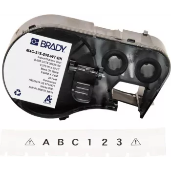 BRADY BMP41/BMP51/BMP53/M511 etiķetes kasetne, PermaSleeve termokurpjošais poliolefīns, 38,1 mm x 2,44 m, balta ar melnu druku, sarukuma attiecība 3:1, B-427