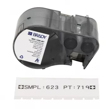 BRADY BMP51/BMP53/M511 Pašlaminējoša vinila stieples marķējuma etiķete, balta/caurspīdīga, 38.1mm x 25.4mm, 160 etiķetes/rullī