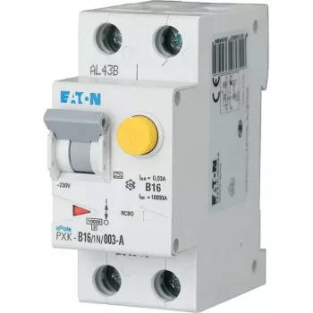 Eaton PXK-B16/1N/003-F RCBO kombinētais slēdzis, B16 1P+N 30mA A tips, 230V, 6kA, 2TE