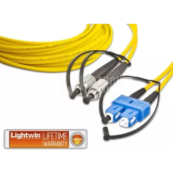 Lightwin augstas kvalitātes divšķiedru vienmodas optiskās šķiedras savienojuma kabelis, FC uz SC, 1m, LSZH, dzeltens