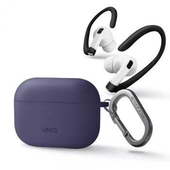 UNIQ Nexo silikona maciņš ar auss āķiem Apple AirPods Pro 2. paaudzei (2022/2023) - Violeta figa krāsa