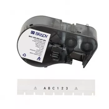 BRADY M4C-250-595-WT-BK Balta poliestera termopārsūtīšanas etiķešu ruļļi BMP41/BMP51/BMP53/M511, 38,1 mm x 25,4 mm, 250 etiķetes