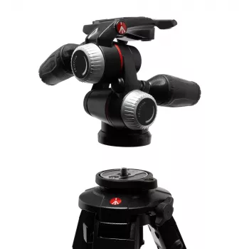 Manfrotto MHXPRO-3WX 3-virzienu panoramēšanas/noliekšanas galva ar ievelkamiem svirām, alumīnija, 8kg kravnesība, ātrās atbrīvošanas plāksne 200PL-14, melna