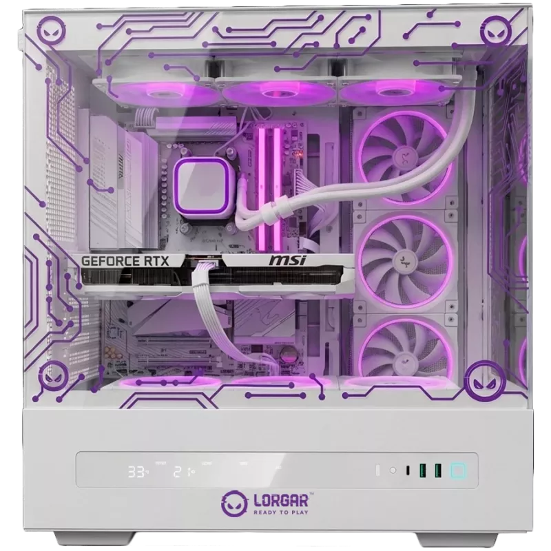 LORGAR PRO P401 spēļu dators - AMD Ryzen 7 7800X3D, GeForce RTX 5070 Ti 16GB, 32GB DDR5 6400MHz, 2TB NVMe SSD, 850W PSU, 360mm AIO, balts, Windows 11 Home, 3 gadu garantija