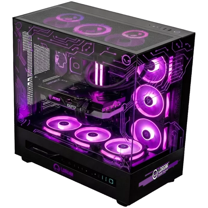 LORGAR PRO P401 spēļu galddators - AMD Ryzen 7 7800X3D, NVIDIA GeForce RTX 5070 Ti 16GB, 32GB DDR5 6400MHz, 2TB NVMe SSD, 850W PSU, 360mm AIO, melns, 3 gadu garantija