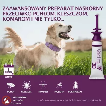Ceva Vectra 3D šķīdums uzklāšanai uz ādas ļoti lieliem suņiem virs 40 kg, 3 pipetes, katra 8,0 ml
