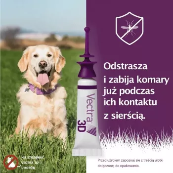 Ceva Vectra 3D šķīdums uzklāšanai uz ādas ļoti lieliem suņiem virs 40 kg, 3 pipetes, katra 8,0 ml