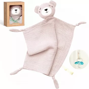 Momcozy Cotton Cuddly Bear plīša rotaļlieta zīdaiņiem, rozā