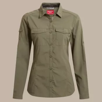 Craghoppers sieviešu NosiLife Adventure krekls ar garām piedurknēm III - Wild Olive - XL