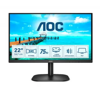 AOC B2 22B2H 21,5 collu Full HD VA monitors ar 75Hz, HDMI, VGA, VESA, melns