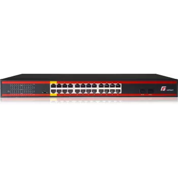 GETFORT GF-124-24PG-2S-400 24 portu Gigabit PoE+ slēdzis ar 2 SFP augšupsaitēm, 400W budžets, statīva montāža