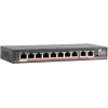 GETFORT GF-110D-8P-120 10 portu PoE+ slēdzis ar 8 PoE portiem un 2 augšupielādes portiem, 120W budžets, neuzraudzīts, galda/sienas stiprinājums