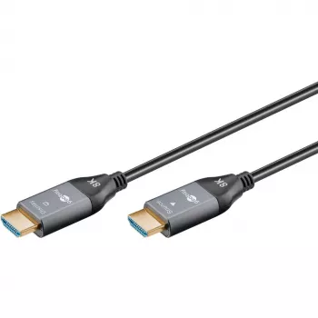 GOOBAY Optical Hybrid Ultra High-Speed HDMI kabelis (AOC) 8K / 60Hz - 20m, 48 Gbit/s, melns/pelēks