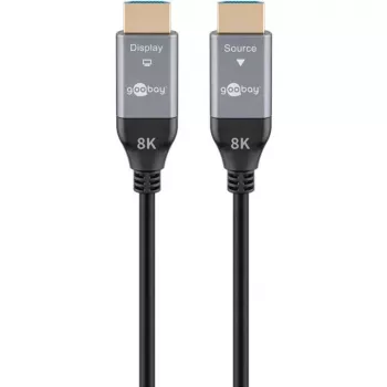 GOOBAY Optical Hybrid Ultra High-Speed HDMI kabelis (AOC) 8K / 60Hz - 20m, 48 Gbit/s, melns/pelēks