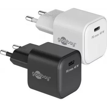 GOOBAY 45 W USB-C PD GaN Nano ātrais lādētājs (melns)