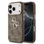Guess Apple iPhone 17 Pro Max PU ādas maciņš ar metāla logotipu un zelta rāmi, MagSafe saderīgs, brūns