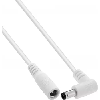 InLine® līdzstrāvas pagarinātājkabelis, taisnleņķa spraudnis, 5.5 x 2.1 mm, balts, 2 m