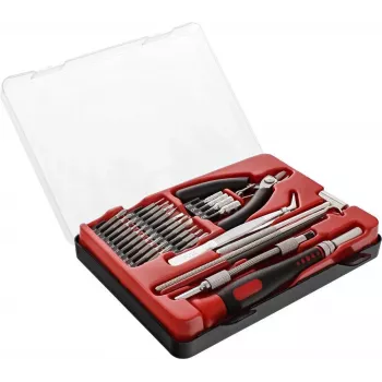INLINE® Universālais instrumentu komplekts 32-in-1, Precīzijas skrūvgriežu komplekts ar 30 uzgaļiem, pagarinātājstieni, magnētisku galu, hroma-vanādija tērauds, kompakts futrālis