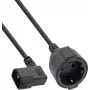 InLine® Tīkla adaptera kabelis, IEC C14 vītņots uz zemējuma kontaktligzdu, 3m, Melns