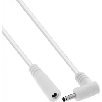 InLine® līdzstrāvas pagarinātājkabelis, taisnleņķa spraudnis, 3.5 x 1.35 mm, balts, 2 m