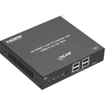 InLine® KVM pagarinātājs pa IP, HDMI 4K/60Hz, 100m, uztvērējs (RX) (57886H)