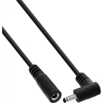 InLine® līdzstrāvas pagarinātājkabelis, taisnleņķa spraudnis, 3,5 x 1,35 mm, melns, 3 m
