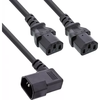 InLine® tīkla Y-kabelis, aukstajām ierīcēm, 1x IEC-C14 leņķa uz 2x IEC-C13, 1.8m