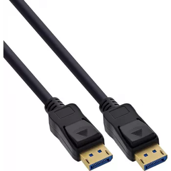 InLine® DisplayPort 2.1 kabelis UHBR20 80 Gb/s, melns, apzeltīti kontakti, 1 m