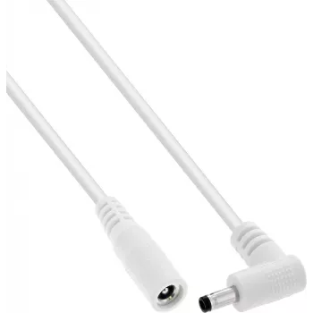 InLine® līdzstrāvas pagarinātājkabelis, taisnleņķa spraudnis, 4,0 x 1,7 mm, balts, 1 m