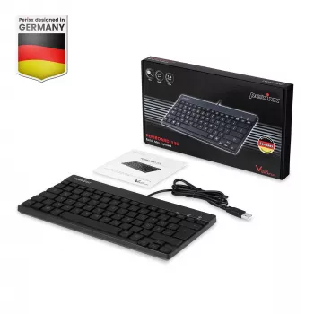 Perixx PERIBOARD-326 DE apgaismota USB tastatūra, vadu, melna