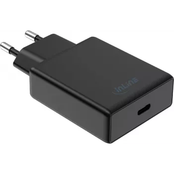 InLine® USB-C strāvas adapteris 65W PD PPS AVS sienas lādētājs, melns