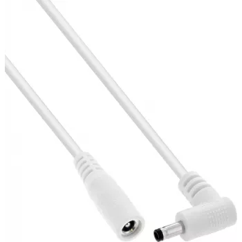 InLine® līdzstrāvas pagarinātājkabelis, taisnleņķa spraudnis, 4,0 x 1,7 mm, balts, 2 m