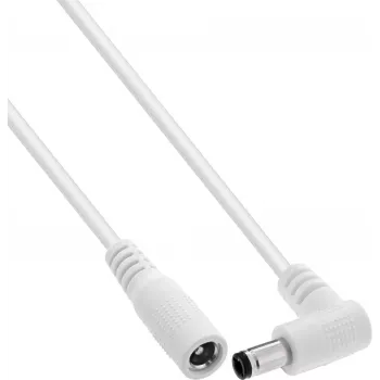 InLine® līdzstrāvas pagarinātājkabelis, taisnleņķa spraudnis, 5.5 x 2.1 mm, balts, 5 m
