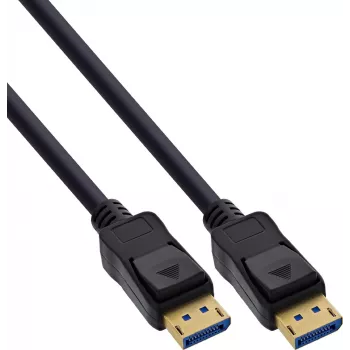 InLine® DisplayPort 2.1 kabelis, UHBR20 80 Gb/s, melns, apzeltīti kontakti, 3 m