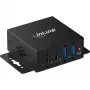 InLine® USB 3.2 Gen 2 rūpnieciskais centrmezgls, 4 porti, 2x USB-A, 2x USB-C, metāla, DIN sliedes/sienas stiprinājums, 10Gbps